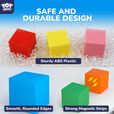 80 Piece Magnetic Blocks STEM Set For Kids Ages 3 To 8 Build Big 3D Towers Animals And Vehicles Boost Spatial Reasoning Fine Motor Skills Color Recognition And Hands On Guided STEM Play, ABS plastic blocks with rounded edges and magnetic strips