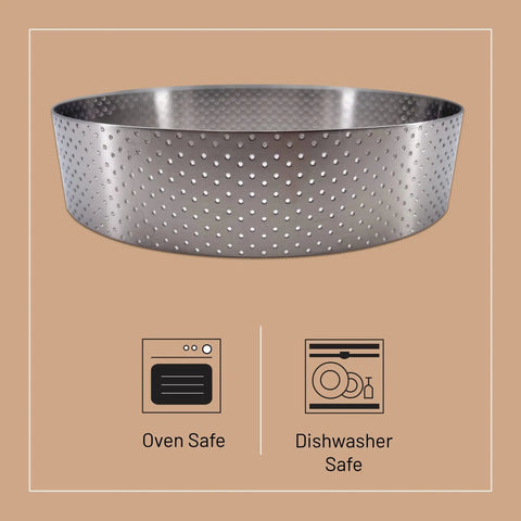 Perforated Round Tart Ring, 6 Inch Diameter And 1.4 Inch Height, Perfect For Golden Crispy Tart Crusts, Bakery Grade Bakeware