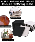 5 Inch Square Felt Furniture Movers Sliders Eight Pack Reusable Heavy Duty Moving Pads for Hardwood Floors, stacked view