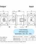 Nema 34 planetary gearbox diagram showing 86mm frame with 14mm input shaft and 16mm output shaft.