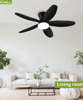No Sweat When You Run This Ace 42 Inch Low Profile Flush Mount Ceiling Fan With Smart Lighting Remote Control And Six Speeds for living room cooling.