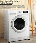 Heavy Duty Appliance Rollers For Washer And Dryer support a washing machine at 1.4 inch height for better ventilation and cleaning.
