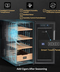 Dual Function 26L Electric Cigar Humidor With Heating And Cooling, Spanish Cedar Shelves And Drawer Hygrometer, Quiet Air Cooled Cabinet