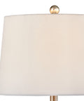 Close-up of white linen shade on 28 Inch Blue Ceramic Table Lamps Set Of 2 For Living Room And Bedroom Modern Coastal Nightstand Lamps.