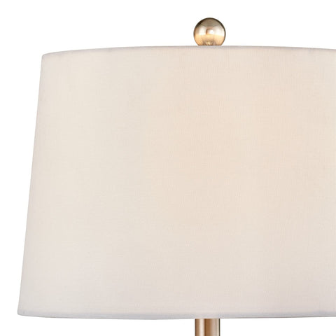 Close-up of white linen shade on 28 Inch Blue Ceramic Table Lamps Set Of 2 For Living Room And Bedroom Modern Coastal Nightstand Lamps.