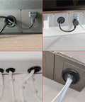 Must Have 200 Pcs Rubber Grommets To Neatly Tame Messy Cords And Wires With Durable Soft Inner Base That Prevents Fraying Around Sharp Desk Edges While Acting As Perfect Wire Organizers For Any Workspace Setup Today. black rubber grommets in desk cable holes organizing cords