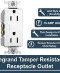 Radiant 885TRWCC12 15 Amp Tamper Resistant Decorator Duplex Outlet with features for residential and hospitality applications