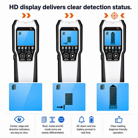 Straight Up Reliable Stud Finder Wall Scanner Five In One Upgraded Drywall Detector With Bright Lcd Panel And Sharp Audio Alerts For Locating Wood Metal Ac Wire Pipes And Joists Dead On Target