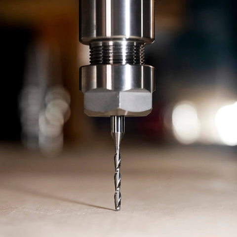 Five Piece Spiral Upcut Router Bit Set With One Eighth Inch Cutting Diameter And One Quarter Inch Shank For Woodworking And CNC Projects