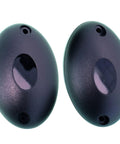 Pair of black infrared photocell beam sensors for automatic swing gates and garage doors, weatherproof design for indoor and outdoor security.
