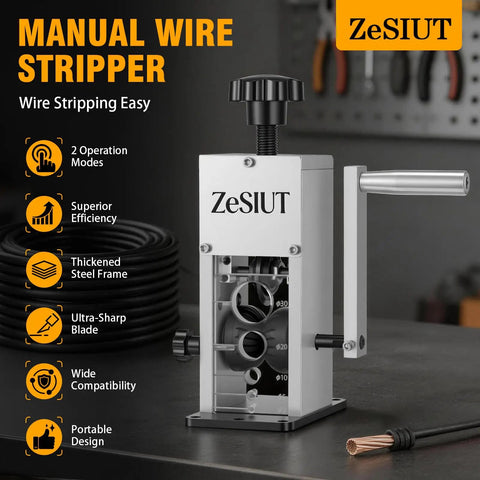 Heavy Duty Wire Stripper Machine With Hand Crank Or Drill Power Strips 0.12 To 1.18 Inch Copper Wire And 3 To 30 Mm Scrap Cables DIY Cable Tool