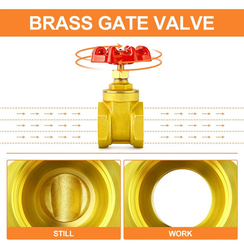 Three Quarters Inch Brass Gate Valve Heavy Duty One Piece With Female To Female Threads For Water And Gas Industrial Grade Inline Shutoff Valve With Smooth Operation And Tight Seal diagram
