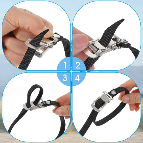 Adjusting 2 Pcs Bike Pedal Straps With Toe Clips, Universal Replacement Foot Pedal Straps For Bicycles with clamp lock tape