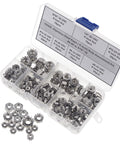 Stainless Steel Keps Nuts With K-Lock Lock Washers And Tooth Washers Hex Nuts Assortment Kit 170 Pieces Sizes 4-40 To 5/16-18 UNC