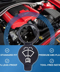 Two Pack Windshield Washer Fluid Reservoir Cap Leak Proof Seal Fits GMC Silverado Chevy Cadillac ATS Buick OE Numbers 13227300 19172571 12767700 12788573, shown in engine bay with features highlighted.