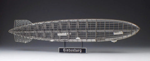 Hindenburg LZ129 1 to 1000 Scale Photo Etched Stainless Steel Model Kit with snap fit and light glue, side view.
