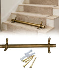 Antique Brass Stair Carpet Runner Holder Kit With Multiple Lengths From 50 To 28 Inches, No Fuss Install Brackets on Stairs