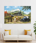 Dope Green Steam Locomotive Poster Canvas Print For Living Room And Bedroom, 12x18 Inches, Frameless Or Framed Wall Art
