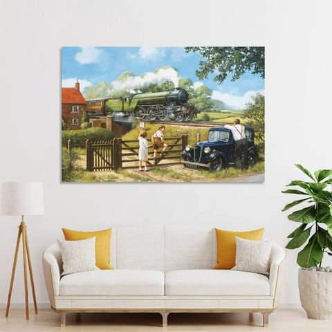 Dope Green Steam Locomotive Poster Canvas Print For Living Room And Bedroom, 12x18 Inches, Frameless Or Framed Wall Art