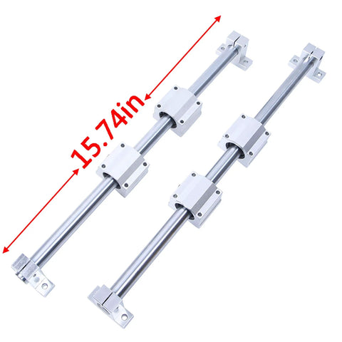 2 Pack 8x400mm Linear Shaft Rods With 4 Guide Supports And 4 Motion Slide Bushings Set Of 10 For CNC, 3D Printer, And Linear Motion Systems