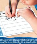Child using 24 Pack Double Sided Whiteboards For Kids Math Practice Multiplication And Division Cardboard Boards Portable Classroom Tools 12 By 9 Inches Kid Friendly Homework Helper For Students And Team Learning In Class.