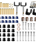 Big Time Polyurethane Front End Repair Bushing Kit For Club Car Ds Golf Cart 1993 Up Gas Electric Road Ready Heavy Duty Oem Replacement Hardware Pro Set components laid out on a white background.