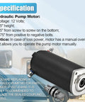 Replacement Hydraulic Pump Motor For Unidirectional RV Leveling Power Units Heavy Duty Build 7.5 Inch Height Display
