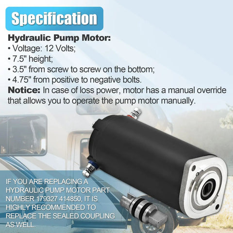 Replacement Hydraulic Pump Motor For Unidirectional RV Leveling Power Units Heavy Duty Build 7.5 Inch Height Display