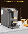 Smooth Operator Fully Automatic Espresso Machine With 20 Bar Pressure on kitchen countertop with brewed coffee.