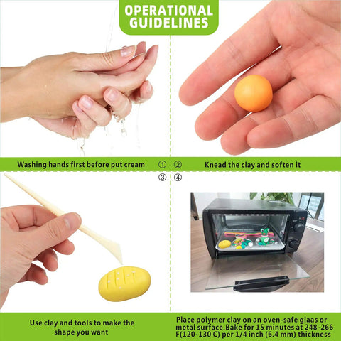 Hands demonstrating 50 Color Polymer Clay Kit For Kids And Grownups Modeling Clay With Storage Box Oven Bake Clay Set instructions.
