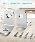 Beefy Heavy Duty Stainless Steel L Brackets Set With 100 Screws 90 Degree Right Angle Shelf Corner Braces 0.79 by 0.79 Inch
