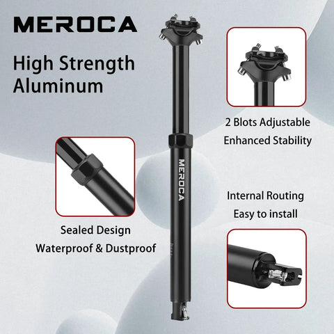Dropper Seat Post For Mountain Bike With 125mm Travel, 30.9/31.6mm Aluminum Body, Includes Remote Lever And Cable Kit