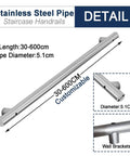Get Grip Of Safety With This Badass Stainless Steel Hand Rail Grab Bar Designed For Outdoor Steps Decks And Porches Wall Mounted with customizable length 30-600cm.