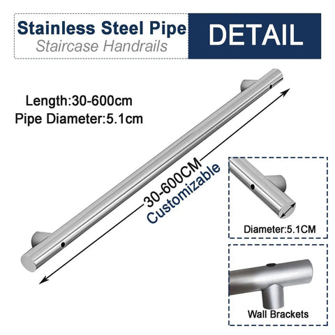 Get Grip Of Safety With This Badass Stainless Steel Hand Rail Grab Bar Designed For Outdoor Steps Decks And Porches Wall Mounted with customizable length 30-600cm.