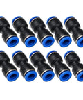 10 Pack Push To Connect Straight Tube Fittings 4mm OD To 4mm OD Pneumatic Connectors for air lines, black and blue design