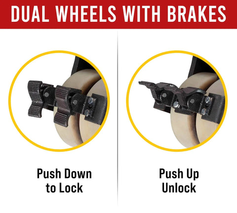 Four Pack 8 Inch ISO Shipping Container Double Caster Wheels With Brakes close-up showing lock and unlock mechanisms.