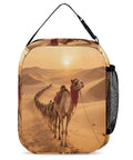 Desert Camel Train Insulated Lunch Bag For Women And Men Portable Cooler Tote with camel image in desert scenery