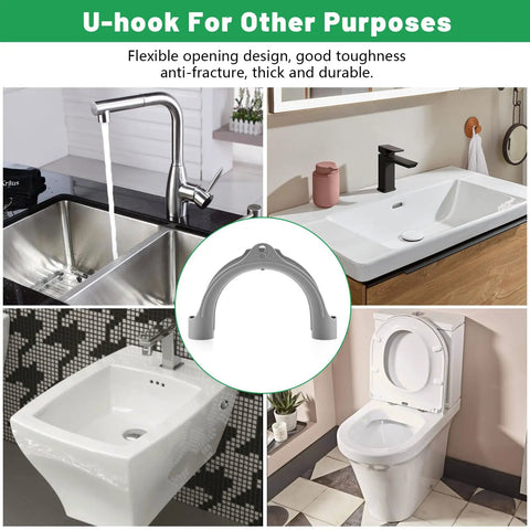 Universal U Shaped Drain Hose Hook For Washer, Dishwasher And Sink Hoses Easy Install U Bend Hose Holder For Secure No Fuss Mount Fits Most Brands Including Samsung And GE, gray plastic, for sink and toilet use