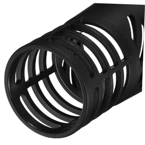 Close-up of black cylindrical mesh Heat Resistant Hot Air Tool Cover And Guard Cage, Easy Install Protective Cap For High Temp Nozzles.
