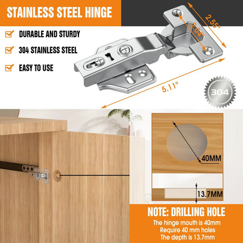 12 Inch Pocket Door Slide System 2 Pack Cabinet Conversion Hardware Kit with 304 stainless steel hinge for easy installation