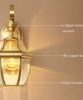 Modern Retro Copper Wall Lamp Sconce For Bedroom And Hallway Wall Mounted Light Fixture With Built Tough All Copper Cast Body Dry Location Rated For Living Room And Porch Vibes Straight Up Quality One Pack with glass lampshade.
