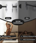 Before and after using Two Pack Curtain Rods For Windows 28 To 48 Inch Five Eighth Inch Matte Black Adjustable Wrap Around Curtain Rods