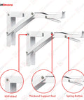 Heavy Duty Folding Shelf Brackets Set 2 Piece Metal Wall Mounted Triangle Supports Fold Down Design White 10 Inch detail