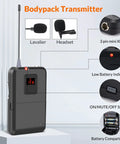 Bodypack transmitter for Dual UHF Wireless Lavalier Microphone System With Auto Scan, 200 Channel Tuning, Long Range Up To 240 Feet