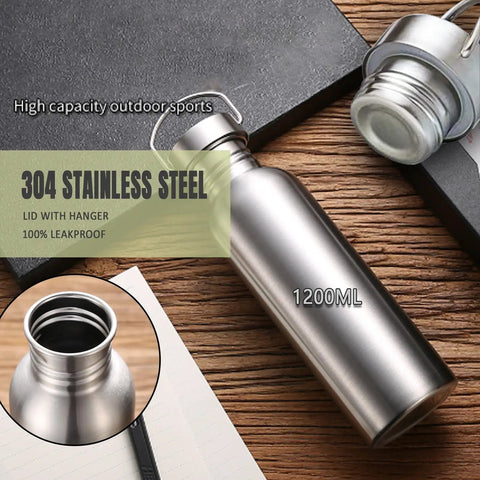 Survival Ready 3-In-1 42oz Water Bottle With 24oz Nesting Cup And Carry Bag 18-8 Stainless Steel Wide Mouth Outdoor Canteen