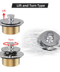 Chrome-plated all-metal lift-and-turn bathtub drain kit with two-hole overflow faceplate