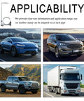 Applicability of 2.5 Inch Exhaust Clamps With Hanger For Car Exhaust System shown with different vehicles