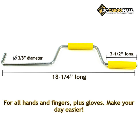Winch Strap Winder Hand Roller For Fast Strap Winding On Flatbed Trailers 18 Inch Roll Up Bar with measurements view
