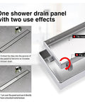 Image showing 28 Inch Linear Shower Drain With Tile Insert 2 In 1 Panels Brushed 304 Stainless Steel Shower Floor Drain With Adjustable Feet And Hair Filters X Groove For Efficient Water Flow