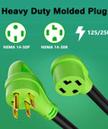 Plug And Play Nema 14-50 To 14-30 Power Adapter Cord showing heavy duty molded plugs for 125/250V connections.